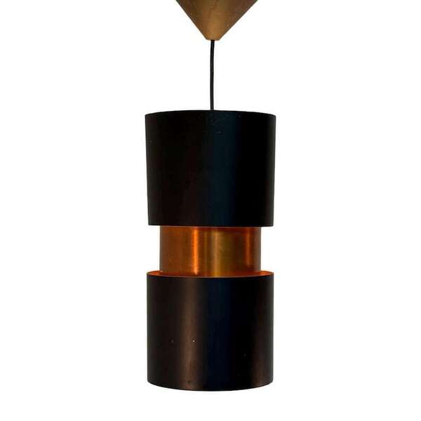 Fm Denmark   Approx. 1970's   Pendant Light Including Canopy With Copper Center
