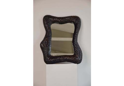 Solid Oak Carved Wavy Mirror