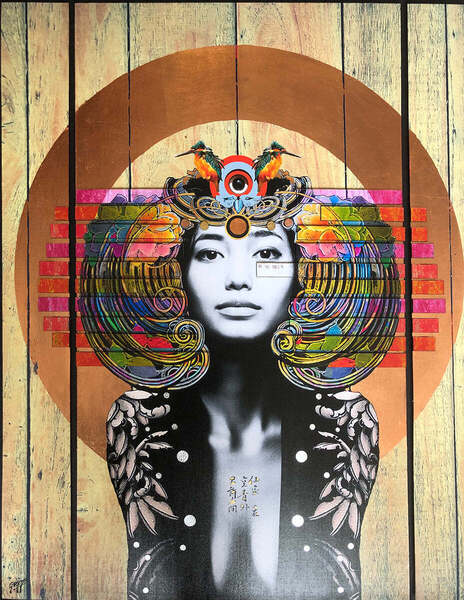 Gareth Tristan Evans, Sphinx Byobu In Layers In Gold Leaf