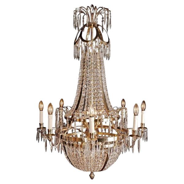 20th Century Classicist Style Swedish Empire Ceiling Candelabra Chandelier