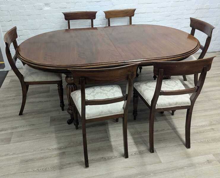 Reproduction Mahogany Extending Dining Table With 6 Chairs