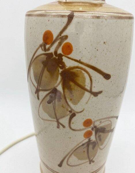 Vintage Otagiri Pottery Lamp, Mid Century Ceramic Table Lamp, Beige Lamp, Medium Table Lamp, Japanese Stoneware Lamp, 70s Lamp photo furniture