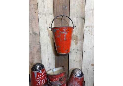 Vintage Galvanised Hanging Fire Bucket Hanging Basket / Plant Pot Planter Pail D
