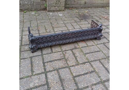 Large Black Cast Iron Vintage Victorian Pierced Fireplace Fender Guard