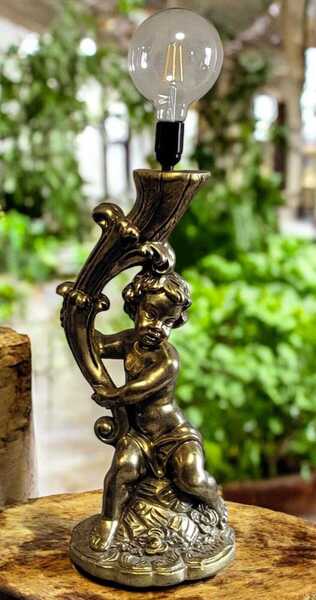 Classic Art Deco Cherub Plaster Table Lamp With Smart Wifi Bulb