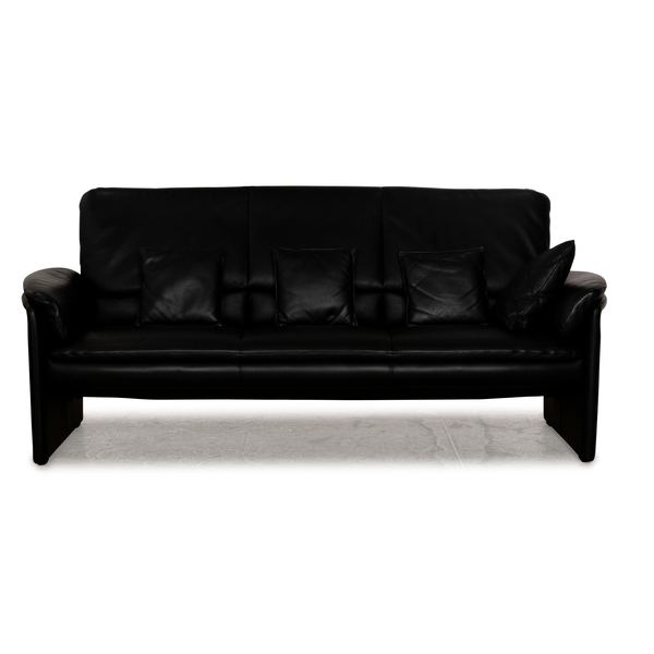 Leolux Catalpa Leather Three Seater Black Sofa