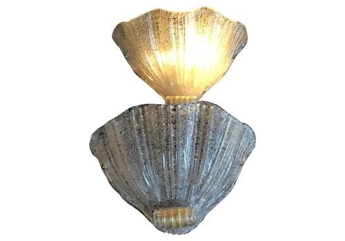 Barovier And Toso Pair Of Murano Appliques  Gold Glass Brass 1950 Italy