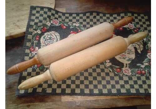 2 Vintage French Rolling Pins With Rotating Pin, 1950s, Wood Kitchen Utensils, Wood Pastry Rollers, Rolling Pins For Easy Pastry