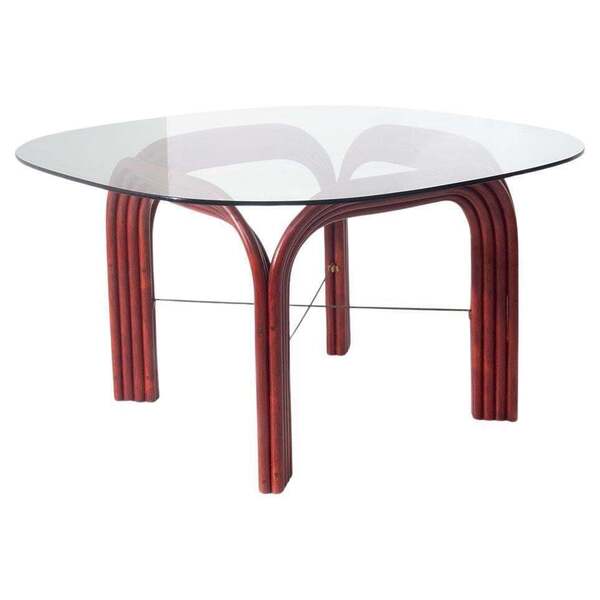 Red Bamboo Dining Table By Vivai Del Sud