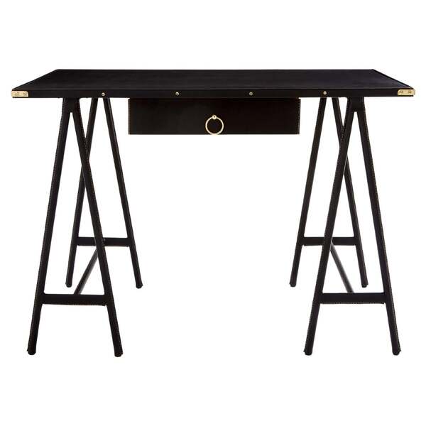 Jacques Adnet Pique Sellier Leather And Brass Desk 1950