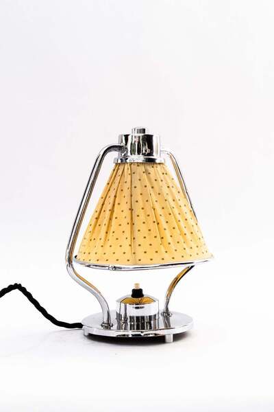 Art Deco Chrome Table Lamp With Fabric Shade Vienna Around 1920s photo furniture