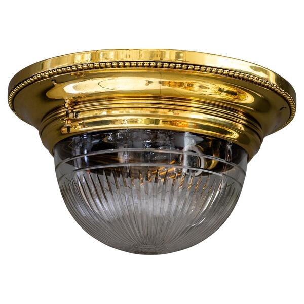 Art Deco Ceiling Lamp With Cut Glass Shade Vienna Around 1920s