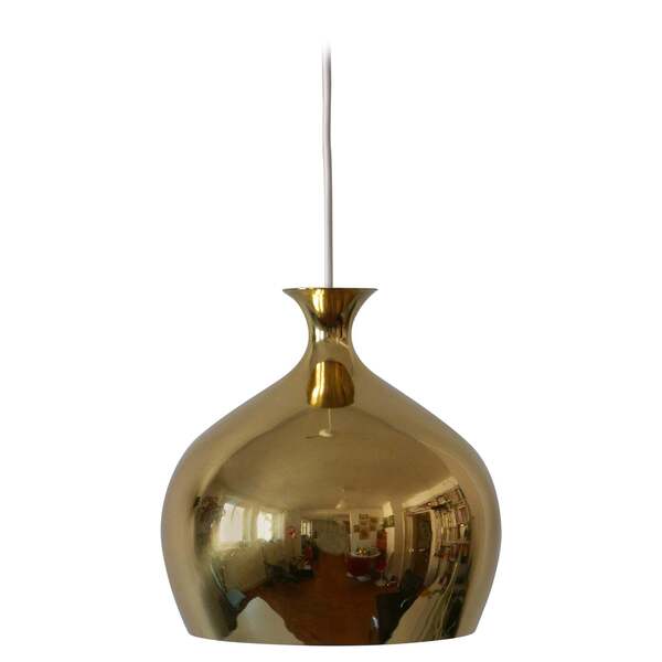 Elegant Brass Pendant Lamp Löken By Helge Zimdal For Falkenbergs Sweden 1960s