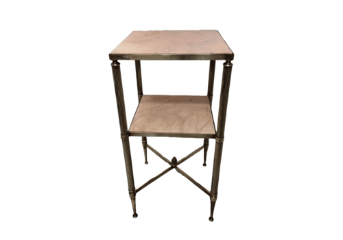 Vintage Brass With Marble Side Table Maison Bagues, 1950s