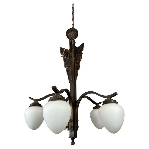 Bronze Art Deco Hanging Lamp