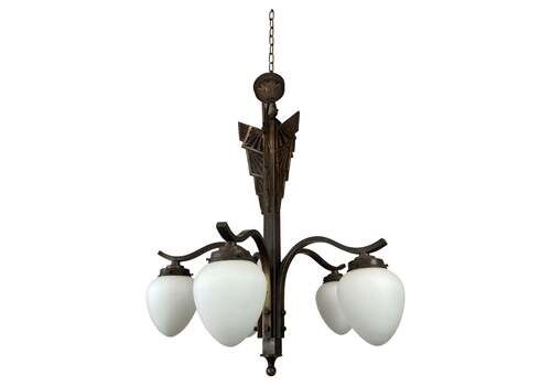 Bronze Art Deco Hanging Lamp