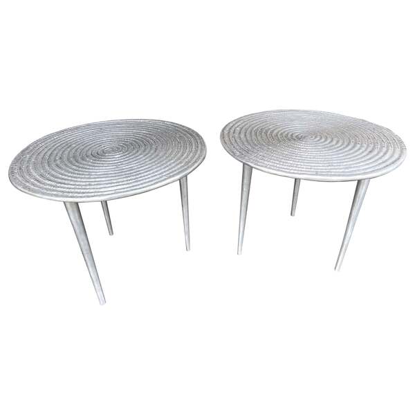 Pair Of Cast Metal Side Tables, Italy, 1990s