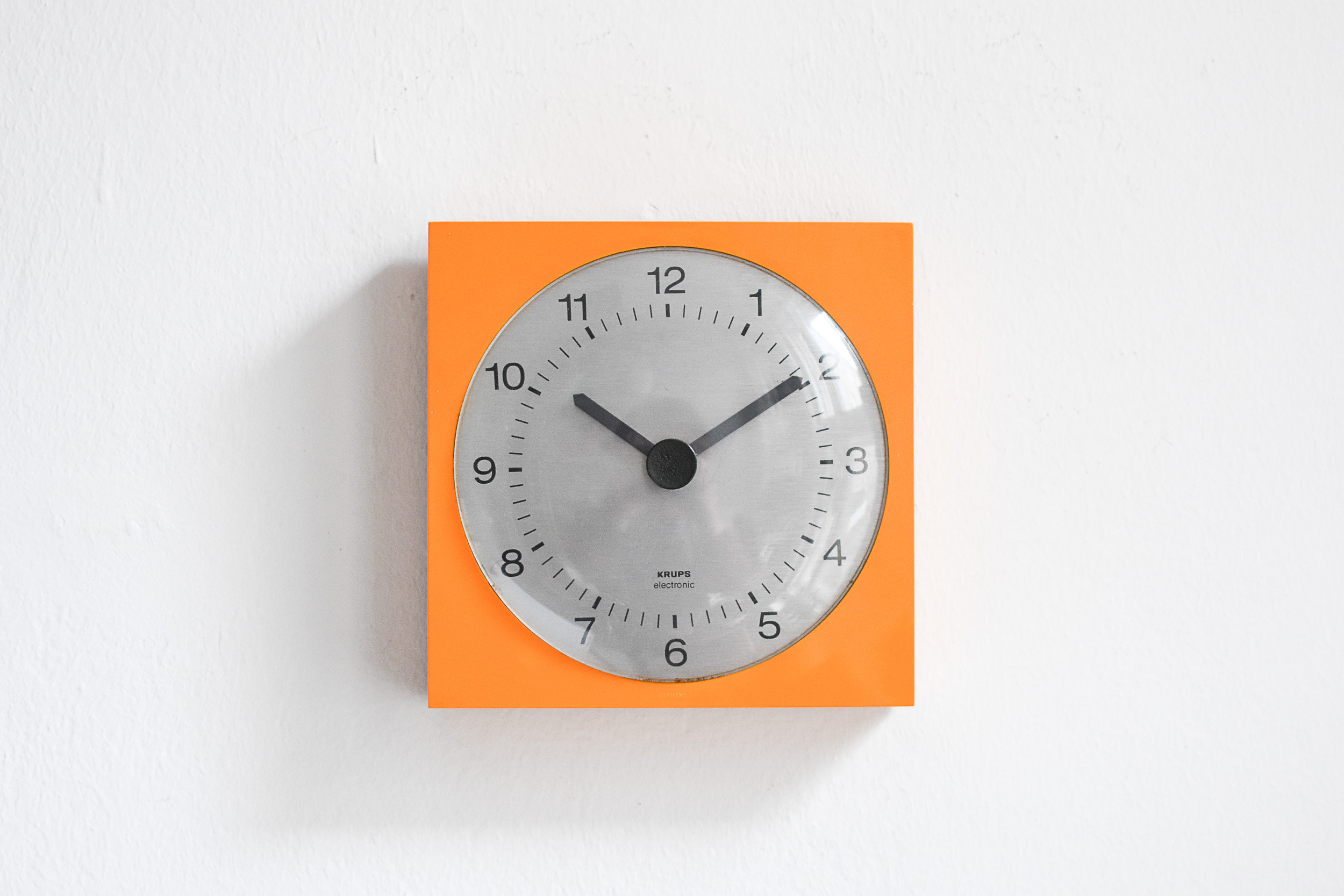 Orange Modern Wall Clock From Krups 1960s Orange Modern Wall Clock From Krups 1960s