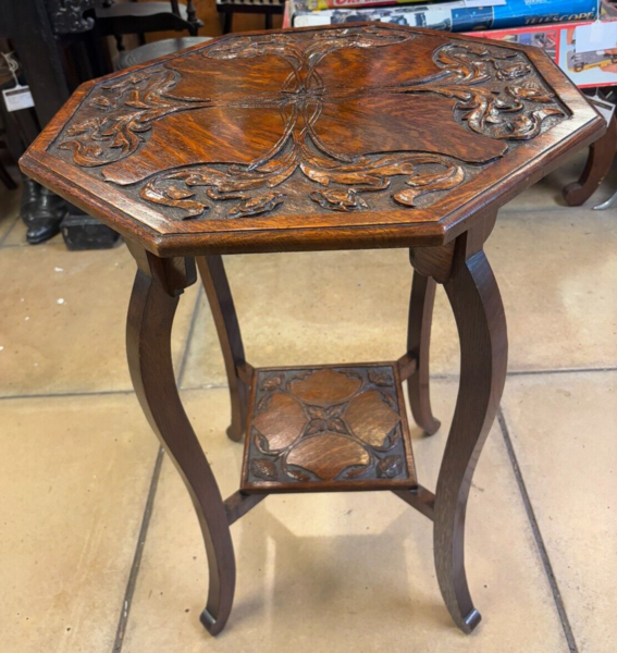 Antique Art Nouveau Liberty & Co Style Two Tier Octagonal Table