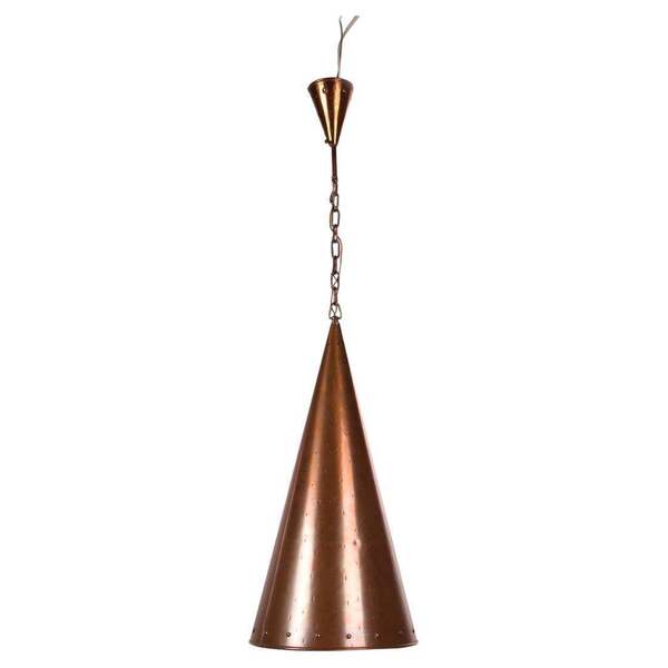 Danish Hand Hammered Copper Pendant Lamp From E.S Horn Aalestrup, 50s