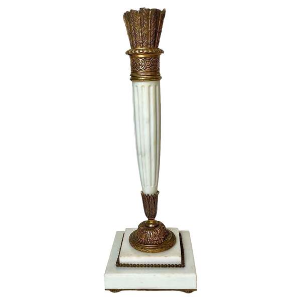 Empire Style “Quiver” Table Lamp In Italian Marble And Bronze, 19th Century