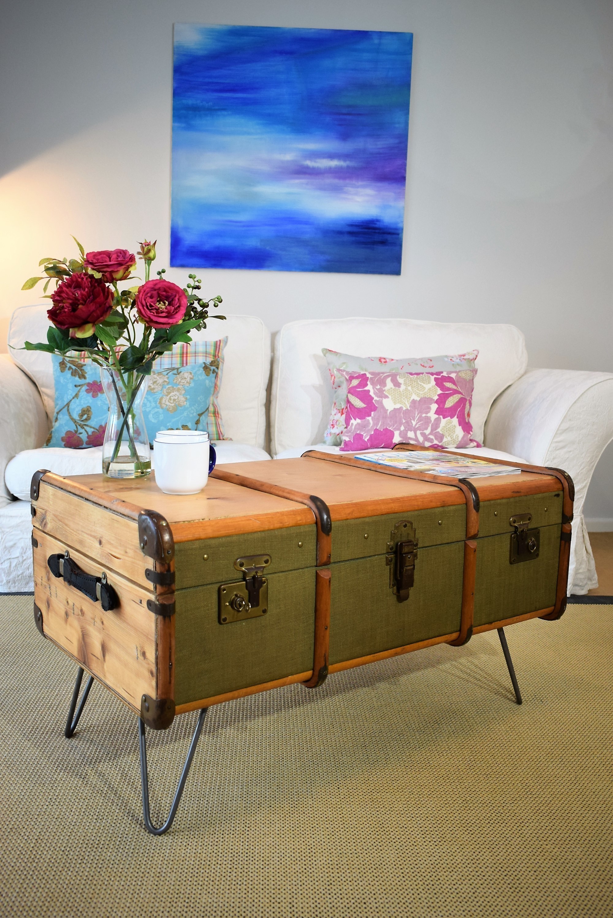 Vintage Bentwood Steamer Trunk Key Refurbished Travel Chest