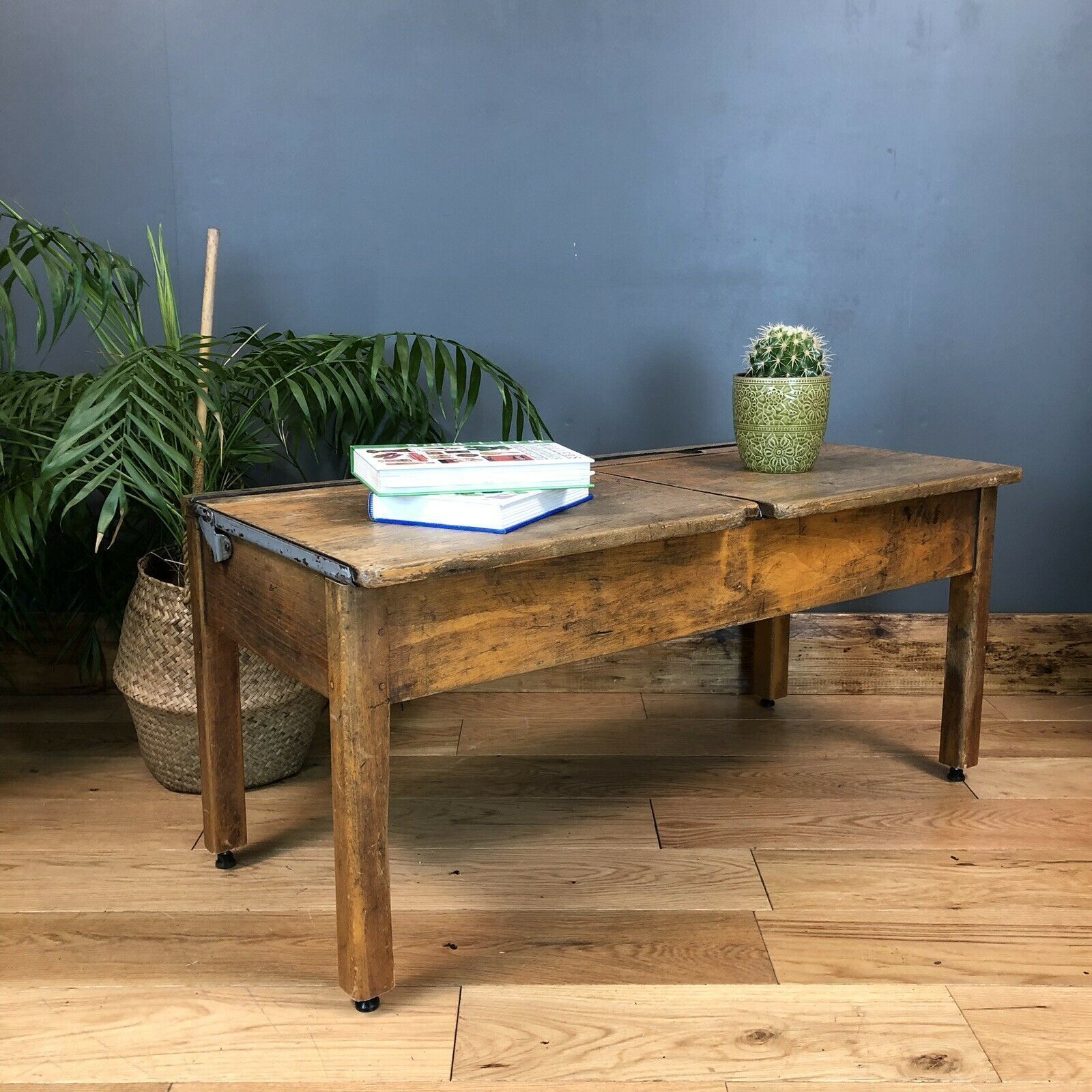 1x Upcycled Vintage School Desk Coffee Table Rustic Shabby Chic Mid Century