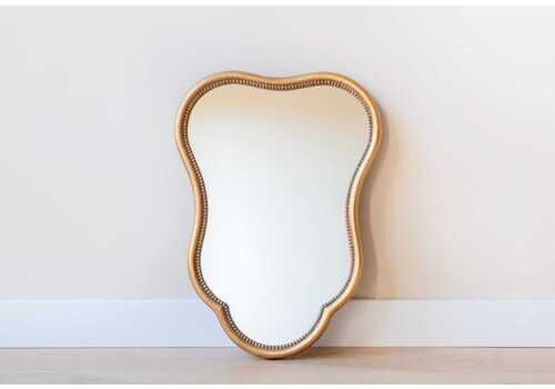French Golden Wall Mirror, Scalloped Frame, Decorative Baroque Mirror, Vintage Hand Carved Wall Mirror, Made In France