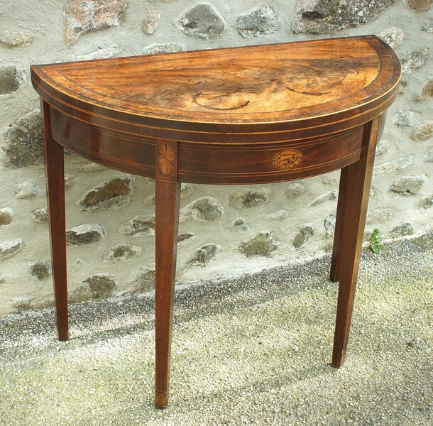 A George III Mahogany Demi Lune Card Table / Console Table