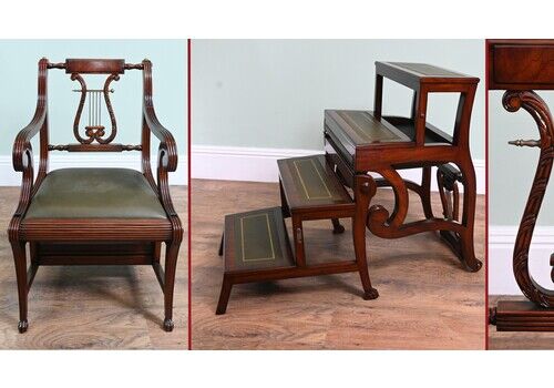 Metamorphic Chair Regency Shield Back Library Ladder