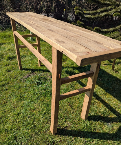 Superb Vintage Rustic Reclaimed Elm 5 Plank Console Table Delivery Available