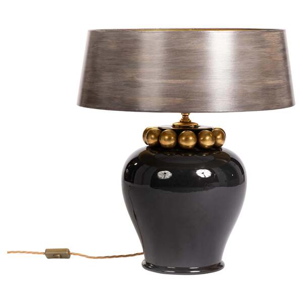 Italian Mid Cemtury Ceramic Table Lamp In Grey Gold From The 1950s