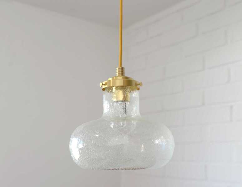 Vintage Pendant Lamp / Hand Blown Bubbles Glass / Redesign Ceiling Light / Hanging Lamp / Mushroom Light Fixture