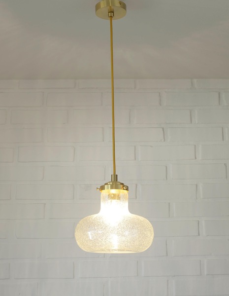 Vintage Pendant Lamp / Hand Blown Bubbles Glass / Redesign Ceiling Light / Hanging Lamp / Mushroom Light Fixture photo furniture