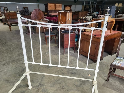 Antique Victorian Cast Iron Brass White 4ft Twin Bed Bedroom photo for sale