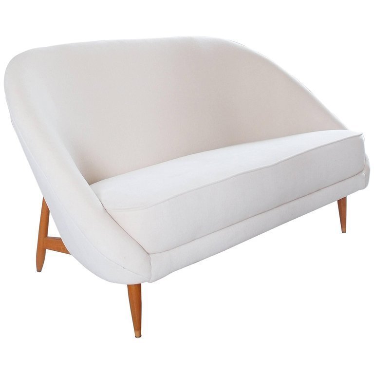Theo Ruth Artifort Sofa Model 115 In Creamy White Velvet The Netherlands 1959