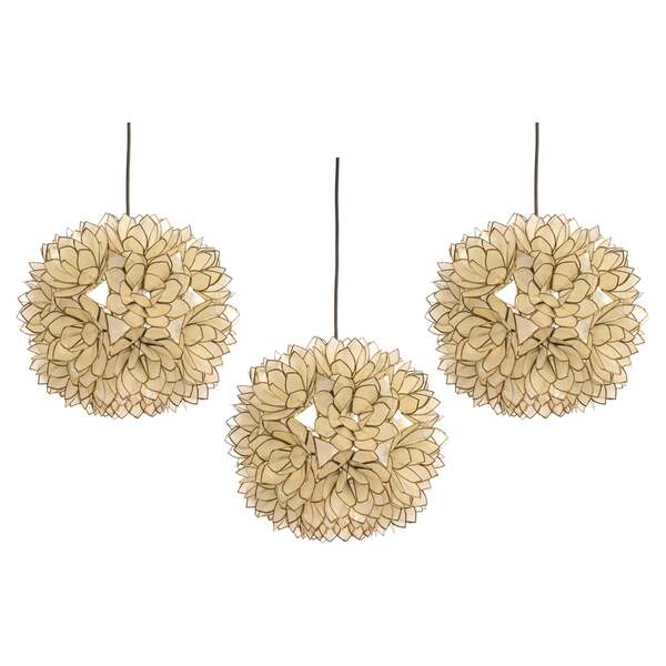 1 Of 5 Capiz Shell Lotus Ball Chandelier Pendant Light Germany, 1960s