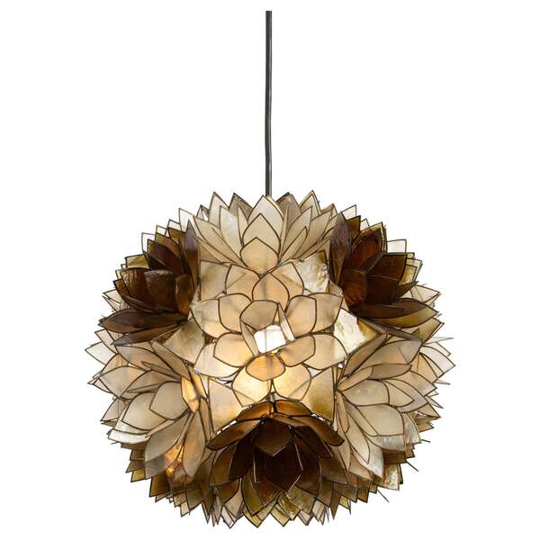 1 Of 6 Capiz Shell Lotus Ball Chandelier Pendant Light Germany, 1960s