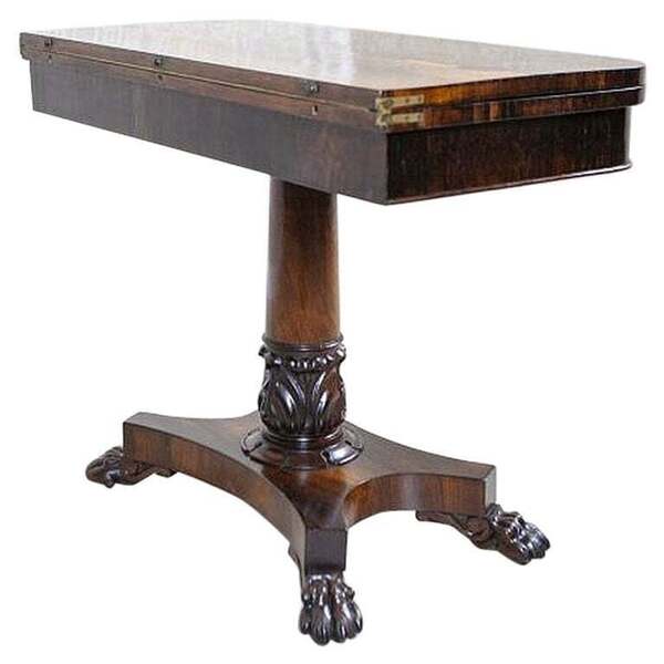 Fold Out Rosewood Card Table From The Turn Of The 19th And 20th Centuries