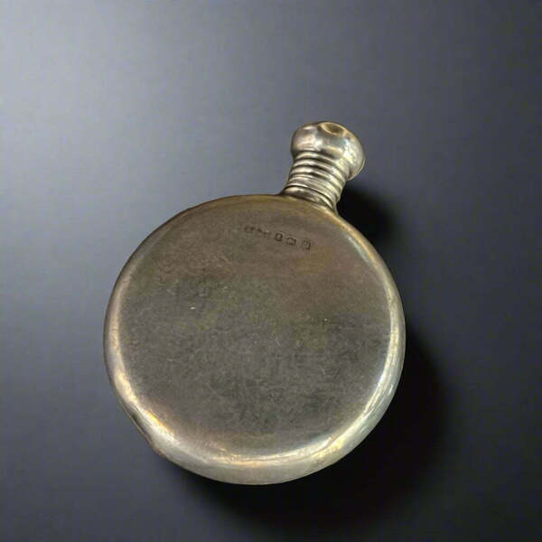 Plain Circular Silver Scent Flask Made In Birmingham 1911 By Zimmerman
