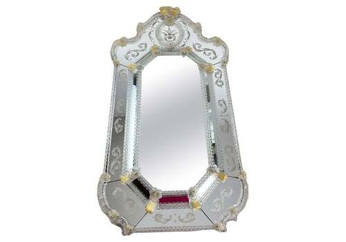 Mid Century Venetian Murano Glass Mirror Attributed To Ercole Barovier 1960s