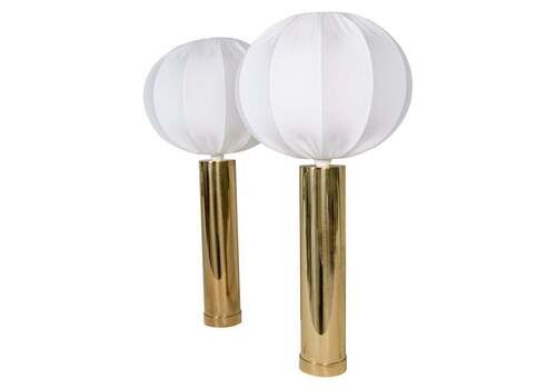 Midcentury Pair Of Large Brass Bergboms B 010 Table Lamps, 1960s, Sweden