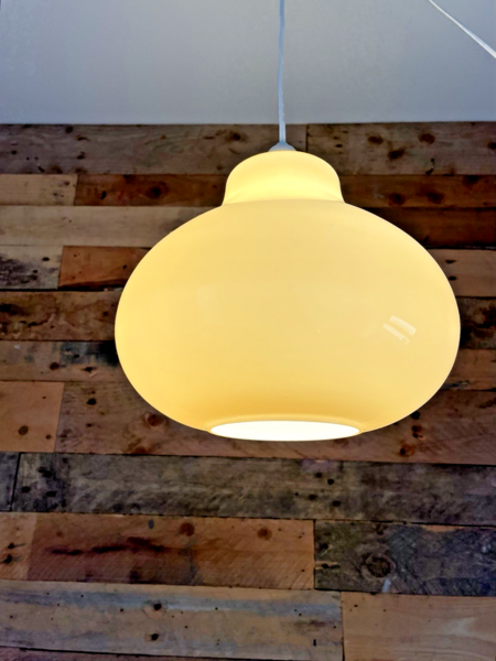 Vintage 60's Amber Cased Glass Ceiling Light Lamp Shade Scandi Holmegaard Style