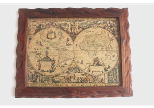 Vintage 17th Century Old Map Framed Unique Decor Nova Totius Terrarum Orbis