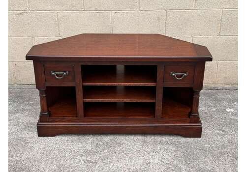 A Wood Brothers Old Charm Tudor Brown Oak Corner Tv Cabinet / Stand / Media Unit