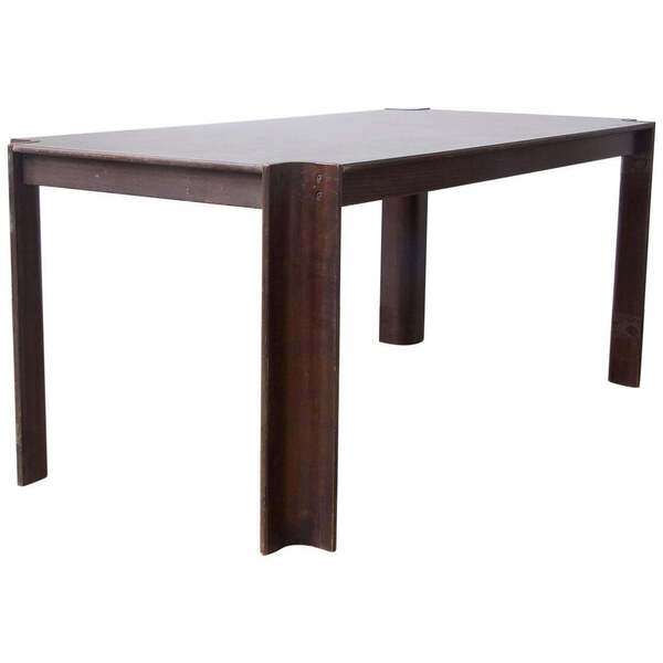 1974, Gijs Bakker For Castelijn, Brown Varnished Rectangel Strip Dining Table