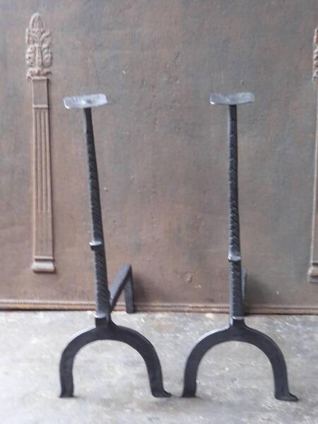 17th 18th Century Large Gothic Style Firedogs Or Andirons photo furniture