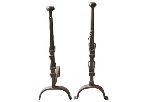 19th Century Large French Andirons, Firedogs, Louis XV Period