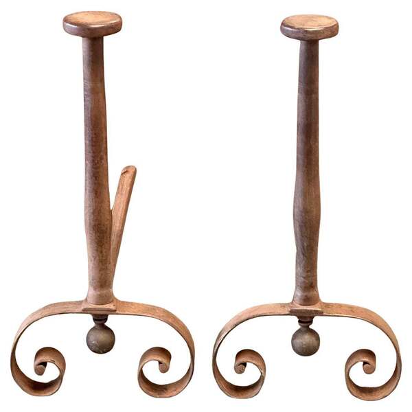 19th Century Large French Andirons, Firedogs, Victorian Period