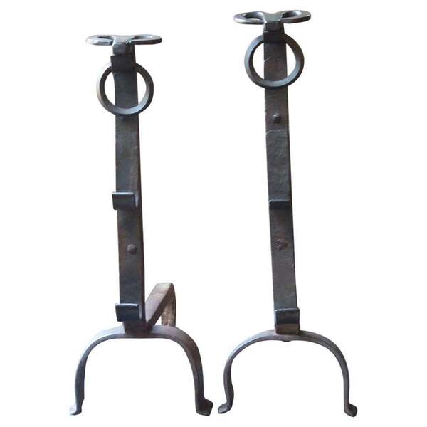 19th Century French Gothic Style Andirons Or Firedogs